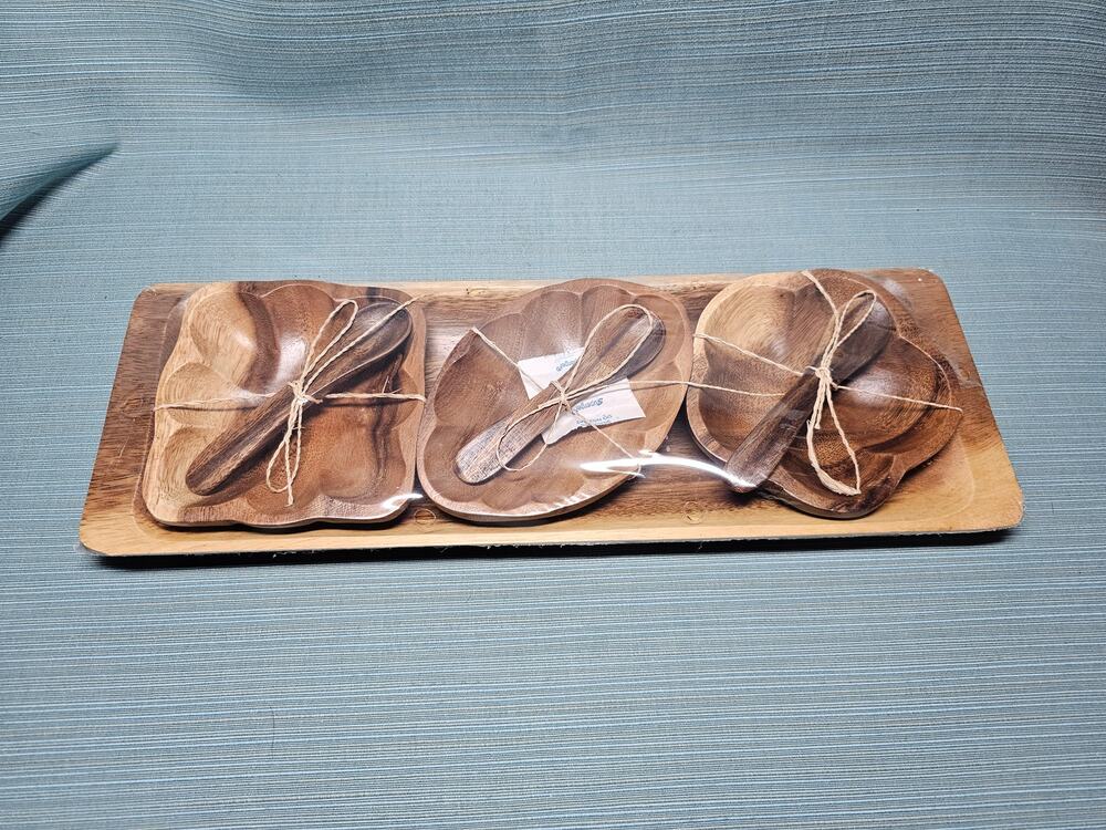 BH Wooden Serving Spoons and Bowls Set with Tray MCM
